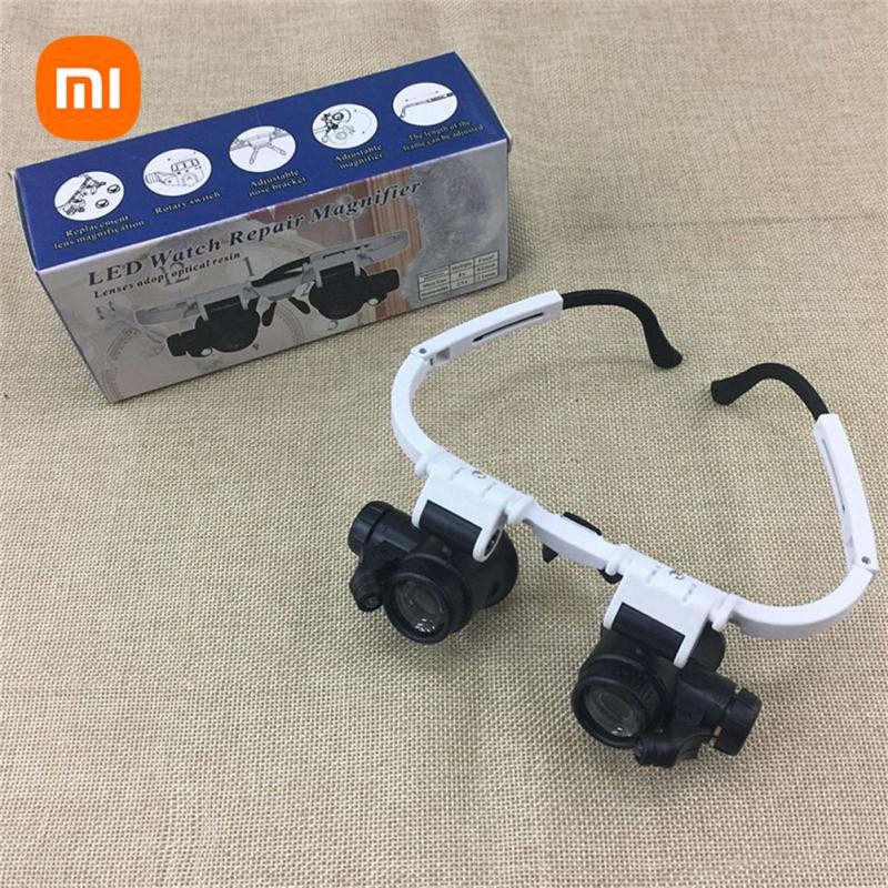 Mounted Illuminating Microscope Headband Repair LED Lamp Light Magnifying Glass With 8x 15x 23x Magn