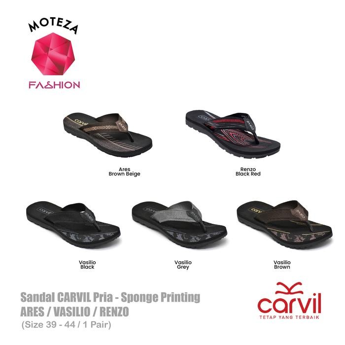 Super Sandal Jepit Carvil Pria / Sendal Cowok Sponge Print Casual Orinal Karet