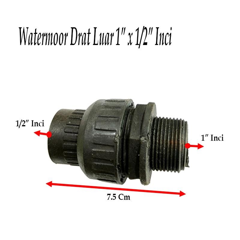 Nepel Vlok Watermur Water mur Water Mor Watermoor Over 1" x 1/2" Inch Nipple Valve Sambungan Pipa Ai