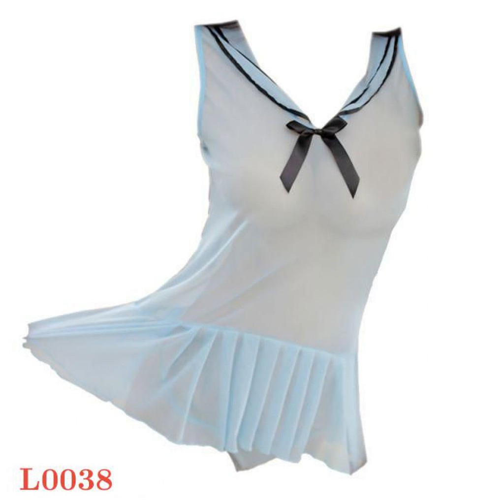 L0038 - Lingerie Costume Cosplay Sailor Pelaut Biru Transparan