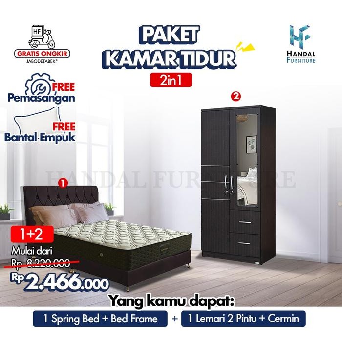 Termurah Paket Kamar Tidur 2in1 Hemat Set Elite Serenity Superstar + Lemari 2Pt Walnut