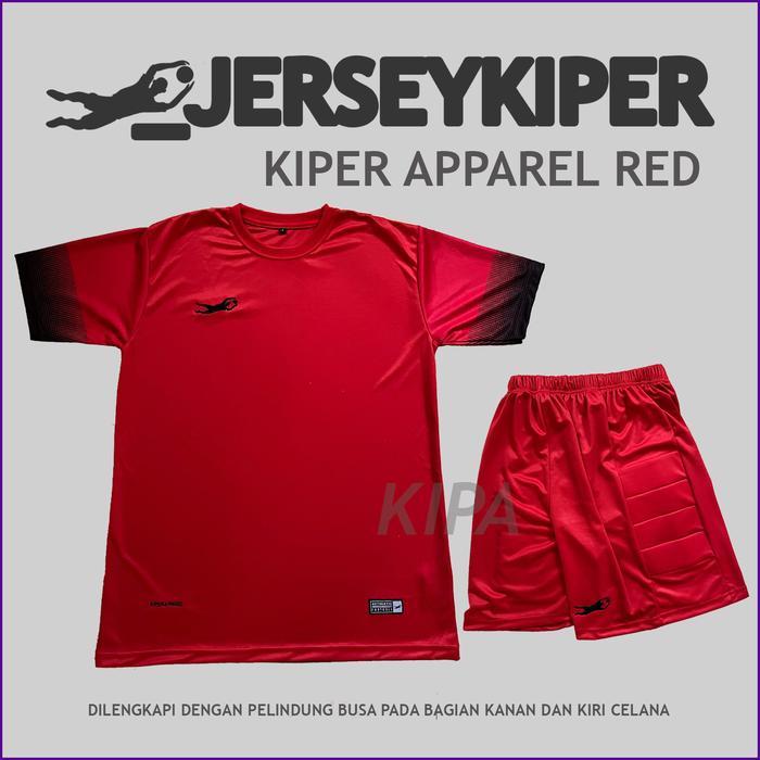 Jersey Kiper Baju Kiper Apparel Red Short Sleeve Full Busa Satu Stel Terbaru 