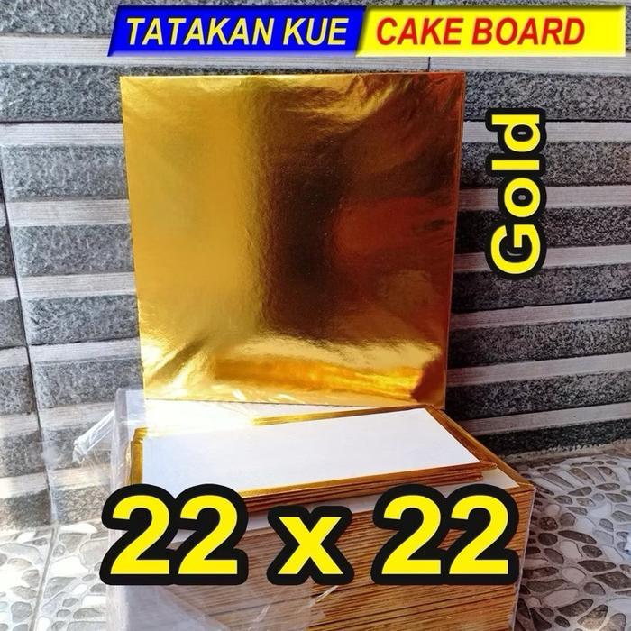Tatakan kue gold 22x22 / alas kue emas / alas kue ultah / tatakan kue