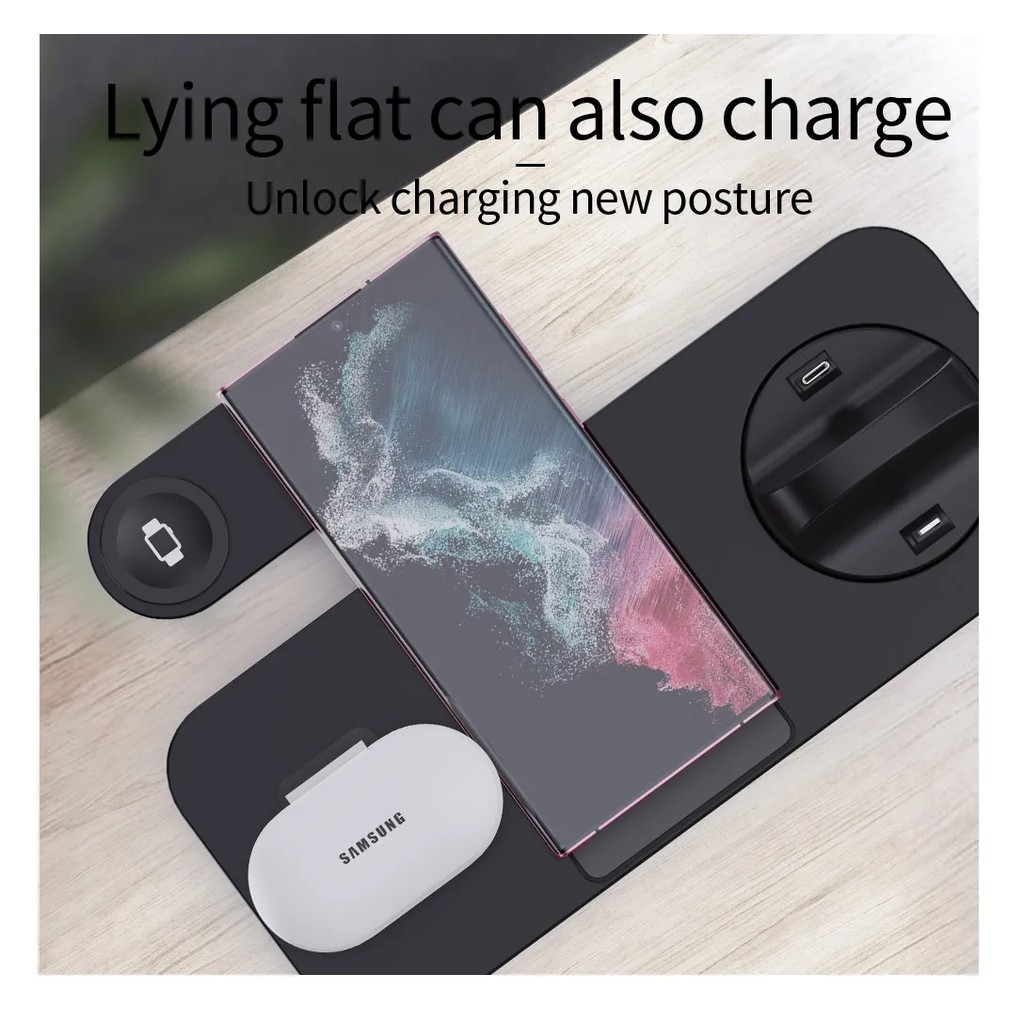 6 in 1 Foldable Wireless Charger Stand For Samsung S22 S21 S20 S10 Note Galaxy Watch 5 4 Active Buds