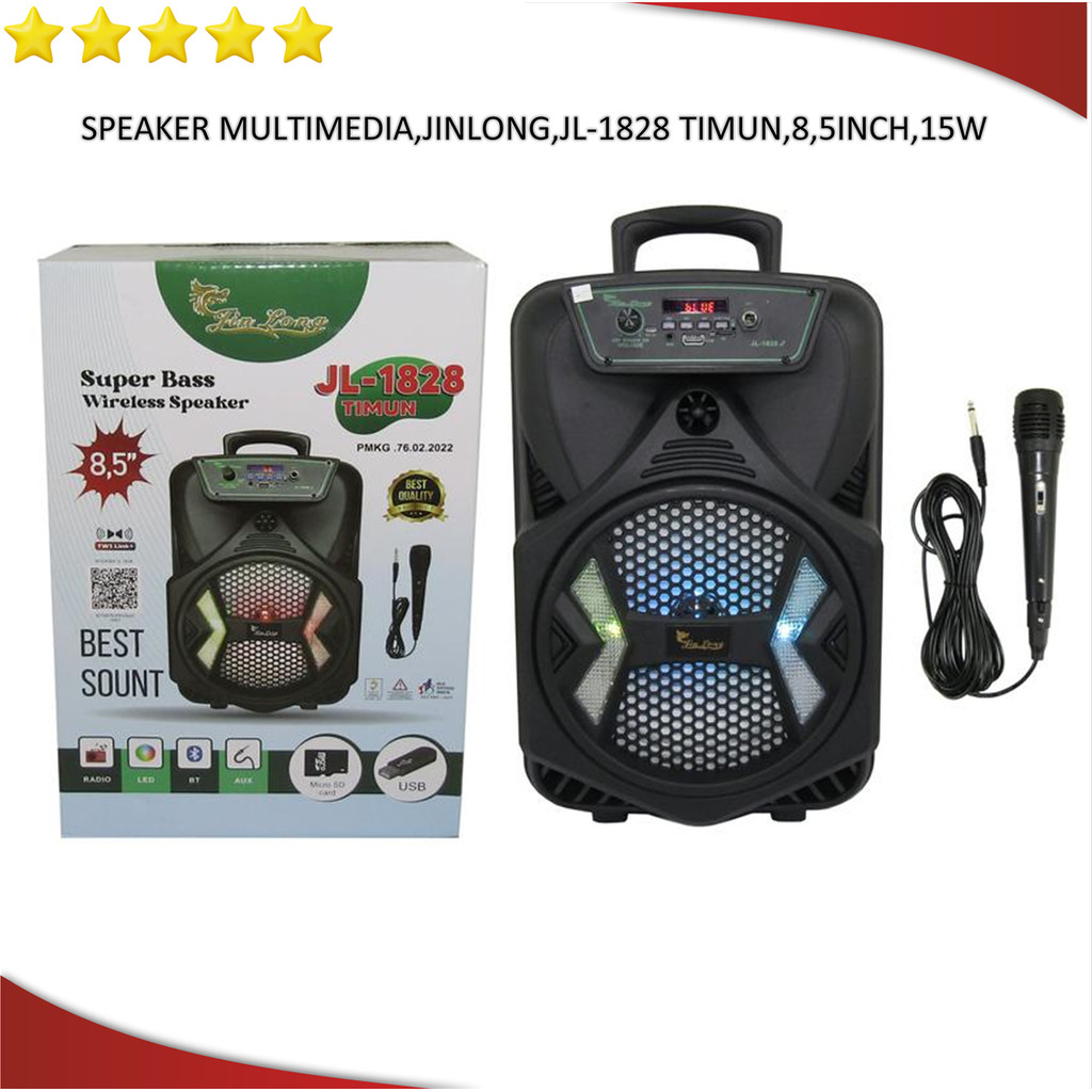Spiker speaker karaoke bluetooth JINLONG JL-1828 TIMUN 8.5 " Full Bas