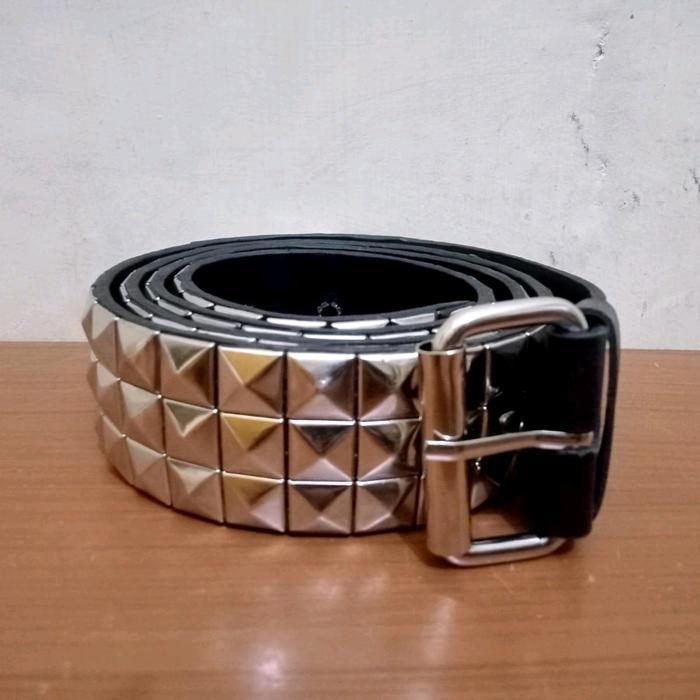 IKAT PINGGANG PUNK ROCK / SABUK PUNK | GESPER SPIKE PUNK - PIRAMID 3 BARIS
