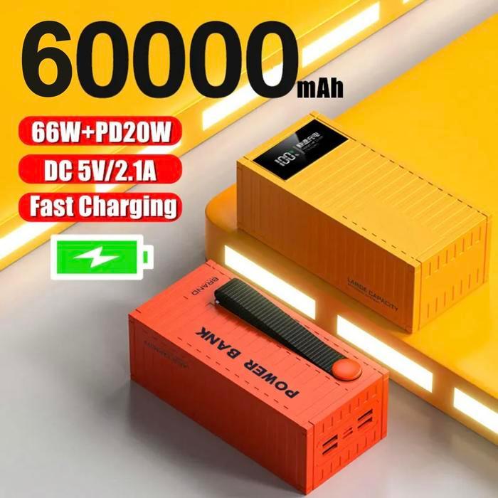 Terbaru Kontainer Powerbank 60000Mah 20000Mah Kapasitas Besar Dengan 4 Port