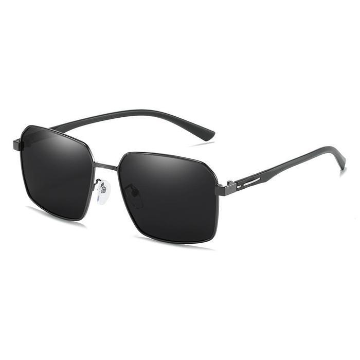 CHAZANDCO Kacamata Frame Hitam Polarized Pria Cowok Wanita Keren Elastik TR90 Besi Kotak Anti Sinar 