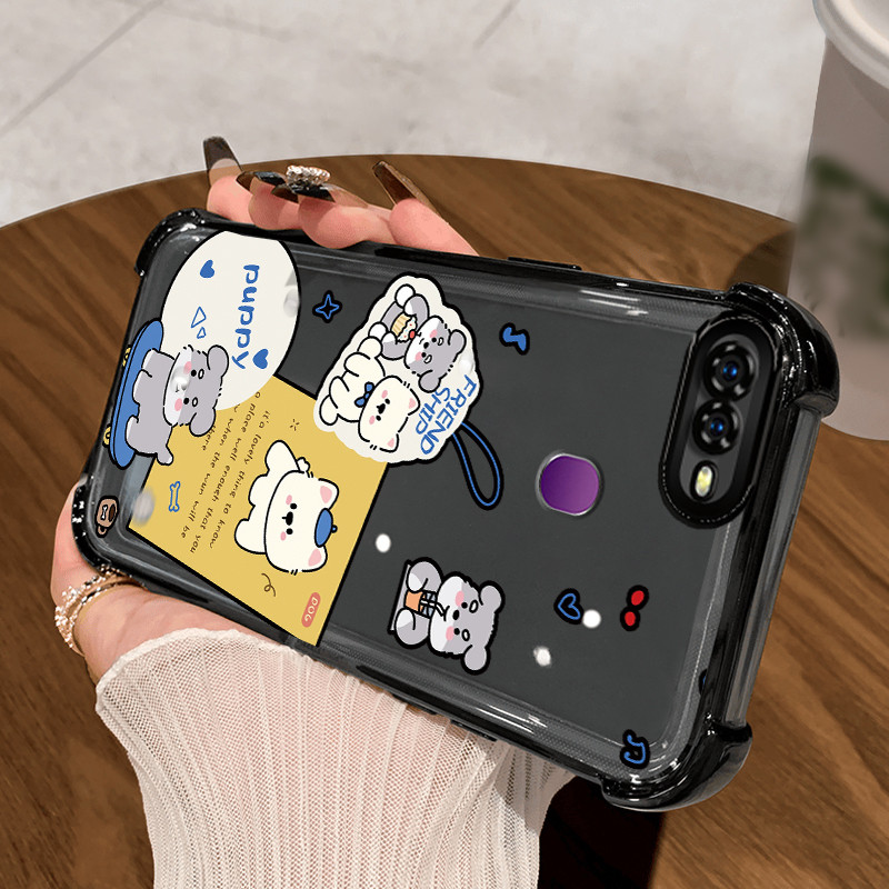 Casing Hp untuk OPPO F9 Pro Realme 2 Pro U1 Case Casing pola Memo hewan Kesing empat Anti Drop sudut
