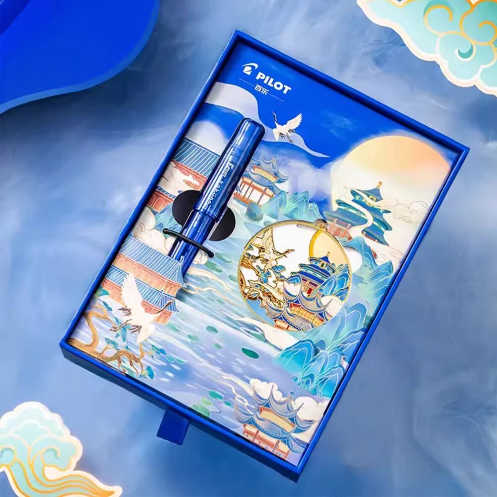 Japan Pilot KaKuno Fountain Pen Colored Glaze Blue Limited Gift Box Set Student School Supplies