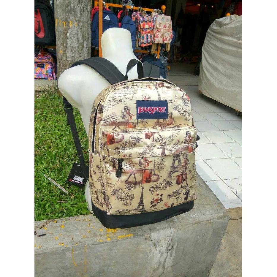 Elizabeth Ladies - tas ransel motif paris sekolah kuliah cewek tas punggung motif grosir