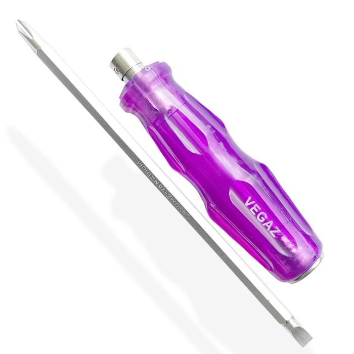 Bestbuy04 Vegaz - Obeng Ketok Bolak Balik Gagang Karet & Pvc Screwdriver 4 Inch - Karet