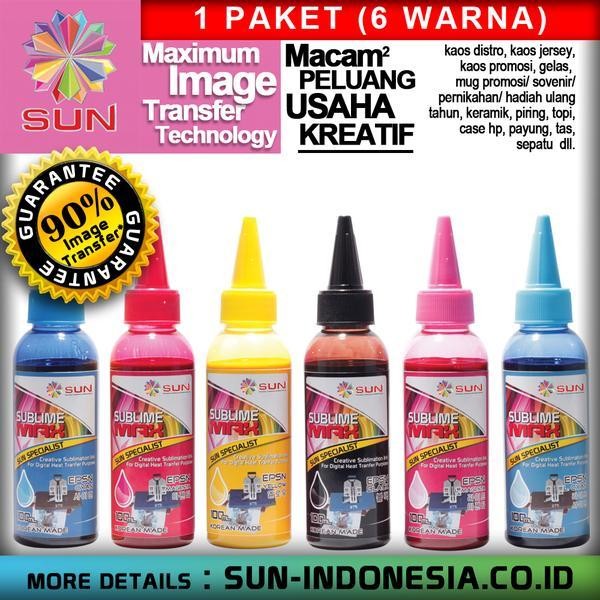 

Hot Sale! Ink Sublime Tinta Sablon Warna Pekat Sun Sublime Max Ink 100Ml 6 Warna