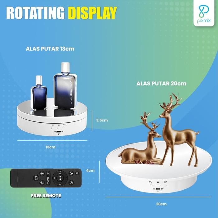 

Alas Putar / Rotating Display Stand Mirror with Remote - 20cm