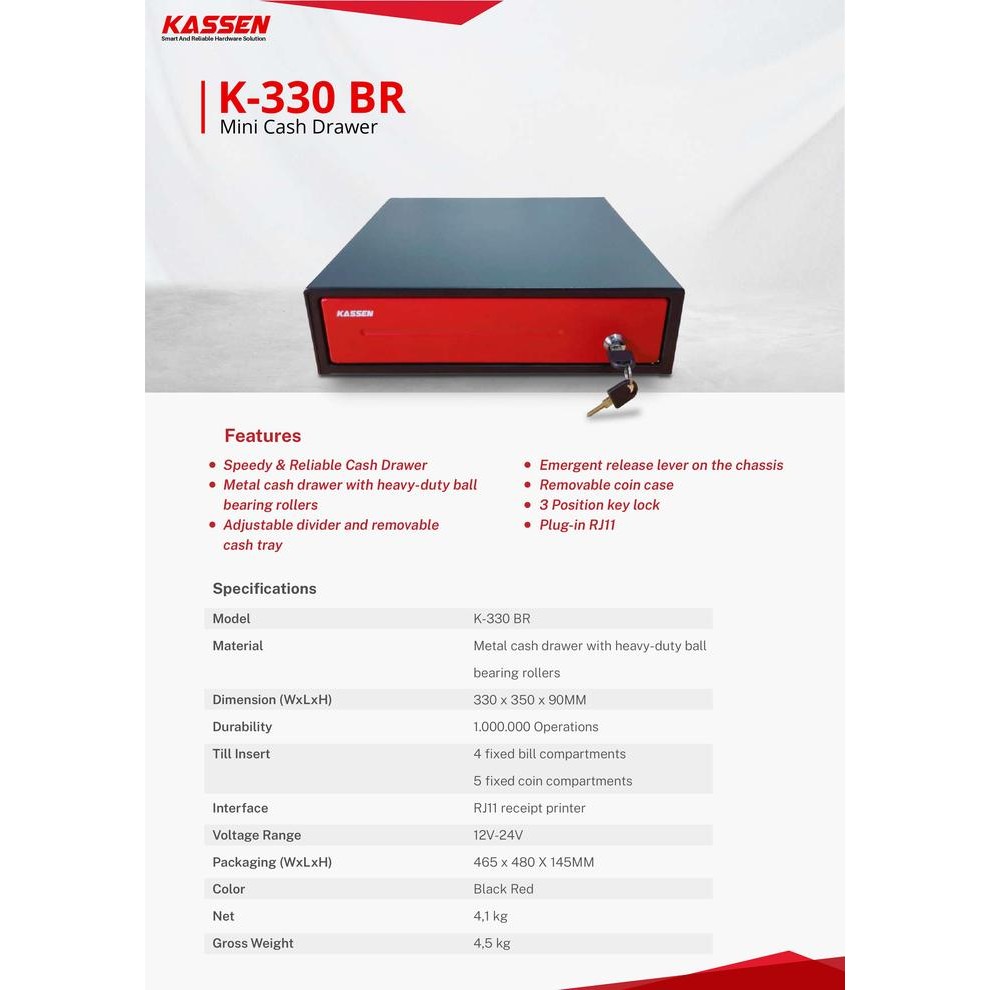 

CASH DRAWER - KASSEN K-330 BR MINI CASH DRAWER