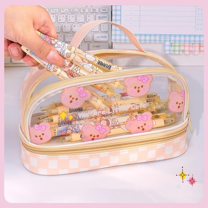 

ER KOTAK PENSIL ANAK PVC TRANSPARAN ZIPPER TENTENG JUMBO WATERPROOF