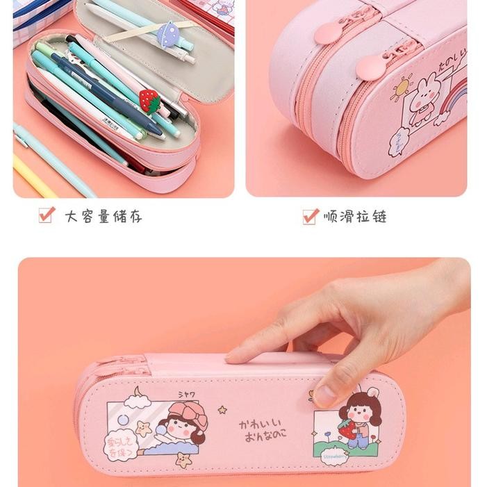

TEMPAT PENSIL WADAH PENCIL CASE CEPUK ALAT TULIS ANAK DOUBLE LAYER ZIPPER LUCU CUTE 2 TINGKAT TIPE