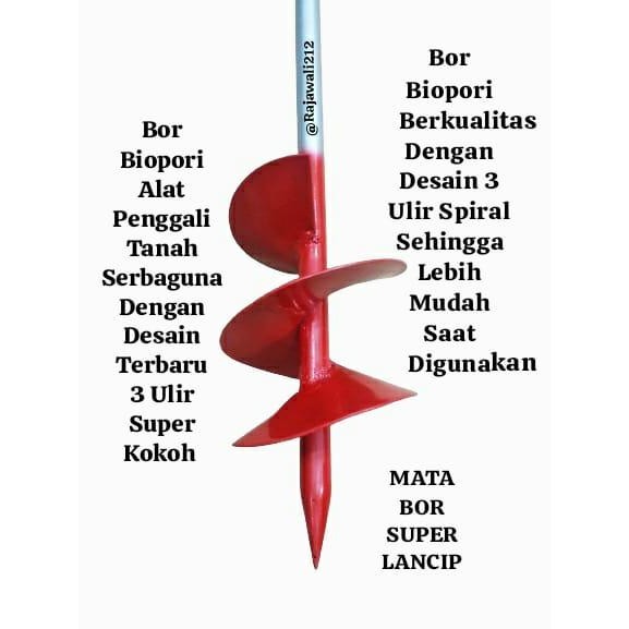 Alat Bor Tanah Biopori Multifungsi Bor 3 Ulir Portabel Serbaguna