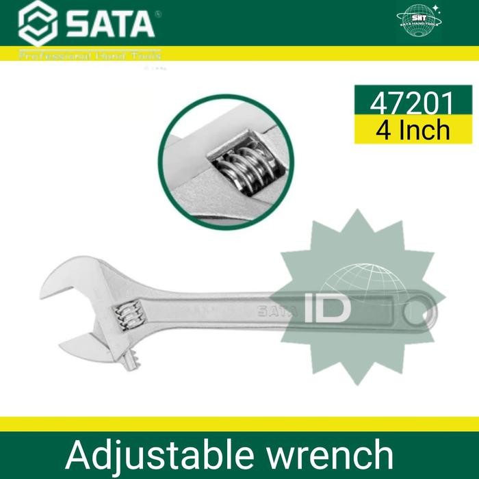 Sata Kunci Inggris 4 Inch 47201 Adjustable Wrench