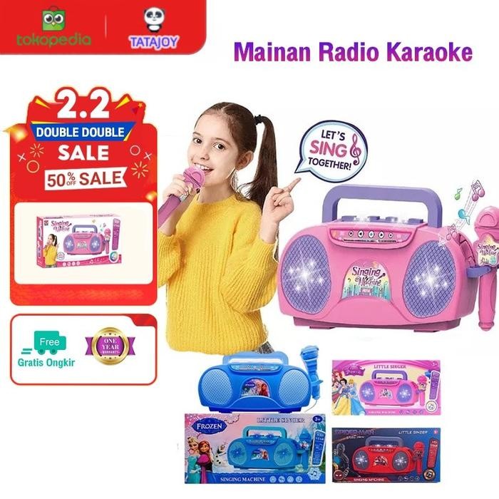 Mesin karaoke/bernyanyi mikrofon mainan anak-anak