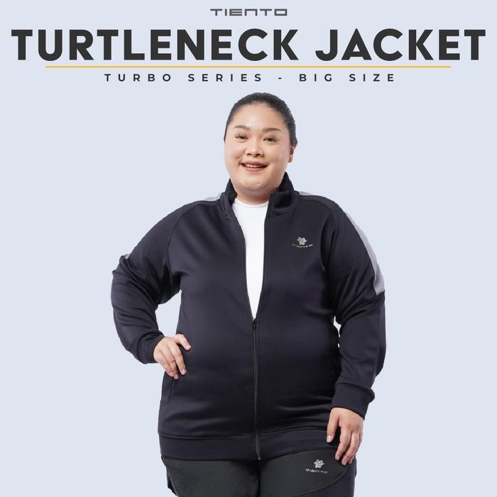 TERLARIS Tiento Jacket Resleting Turtleneck Panjang Hitam Big Size Women READY STOCK