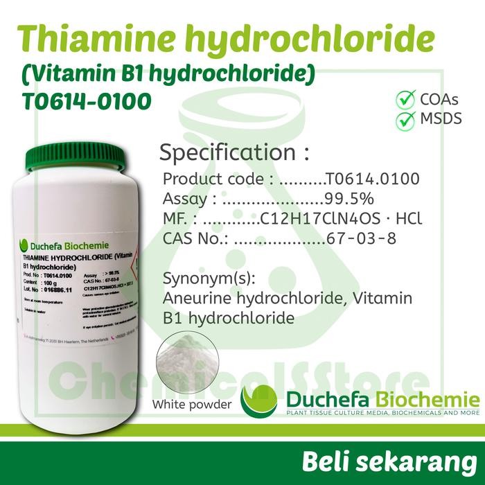 Thiamine Hydrochloride Thiamin HCL Vitamin B1 Duchefa 100g