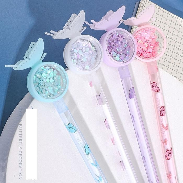 

Pulpen Payet Gliter Kupu-Kupu Lucu Kreatif - Stationery