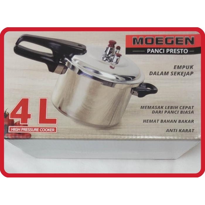 Moegen Panci Presto 4 Liter Pelunak Daging Presto Original Serbaguna