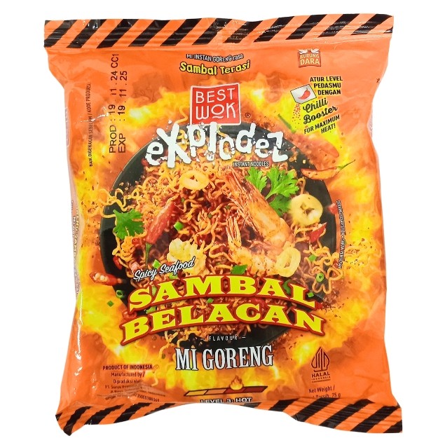 

S26908 BEST WOK EXPLODEZ SPICY SEAFOOD SAMBAL BELACAN MIE INSTANT 75GR MAJU BERSAMA (20250910)
