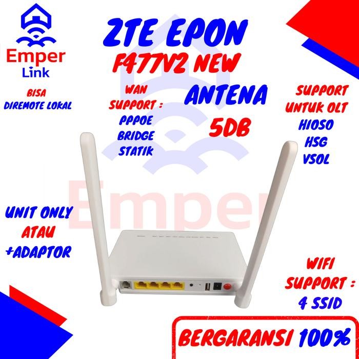 Grosir ZTE Onu Ont Epon F477 V2 F477V2 Antena 5Db dengan Adaptor