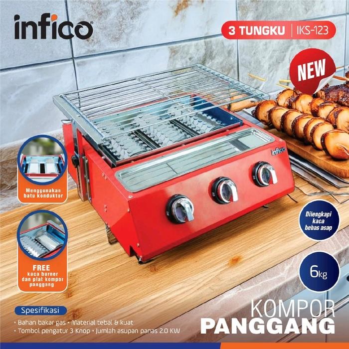 Kompor Panggang Sosis / Kompor Panggang Ikan 3 Tungku Infico