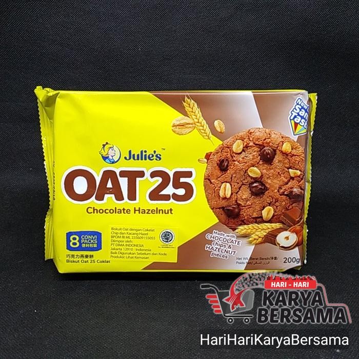 

BISKUIT JULIE'S OAT 25 HAZELNUTS & CHOCOLATE CHIPS 200GR