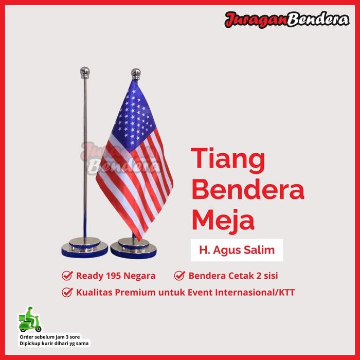 

OJ Tiang Bendera Meja H. Agus Salim - Besi Stainless Steel Anti Karat Premium Ready Semua Negara