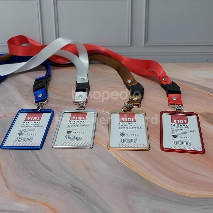 

New Tali Lanyard Id Card 2 Cm + Id Card Holder Alumunium Nametag Alumunium