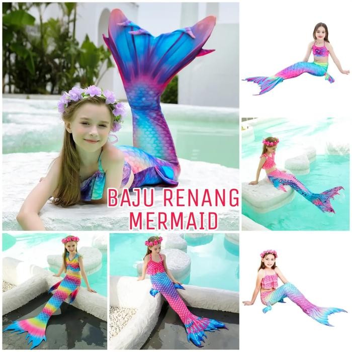 ASLI BAJU RENANG MERMAID KOSTUM DUYUNG ANAK PRINCESS ARIEL IMPORT FASHION READY STOCK