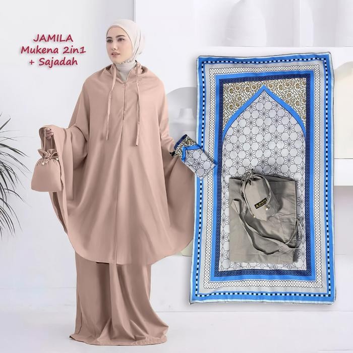 Pilihan- Arbifa Full Set Mukena + Sajadah Jamila Dewasa Travel Series Katun Polos Renda Arbifa