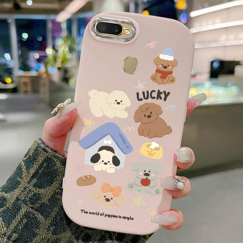 Casing Hp Untuk OPPO A7 A5s A12 A12s A11k Case anjing berwarna. Kesing ponsel Kasing Ketebalan Tanga