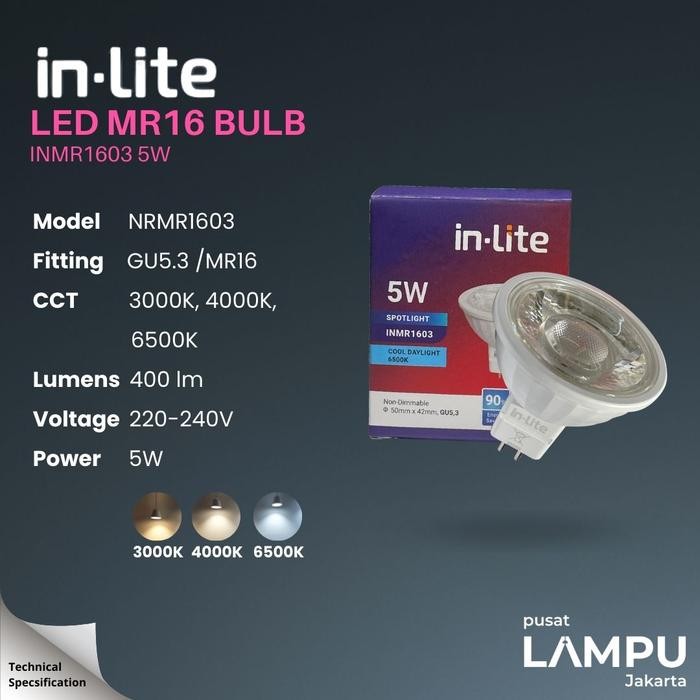 INLITE MR16 5watt 220volt led 5w 3000k 4000k 6500k