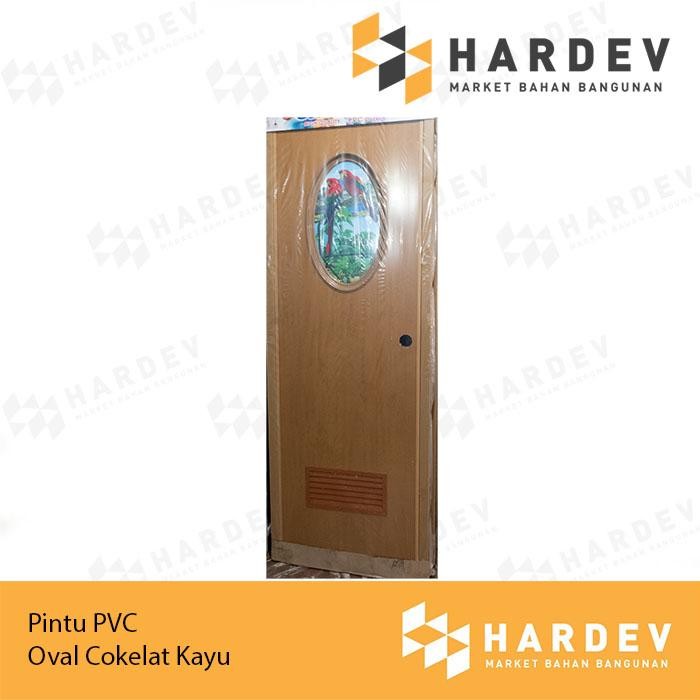 Pintu Kamar Mandi / Pintu PVC (Warna) dengan Kaca Oval