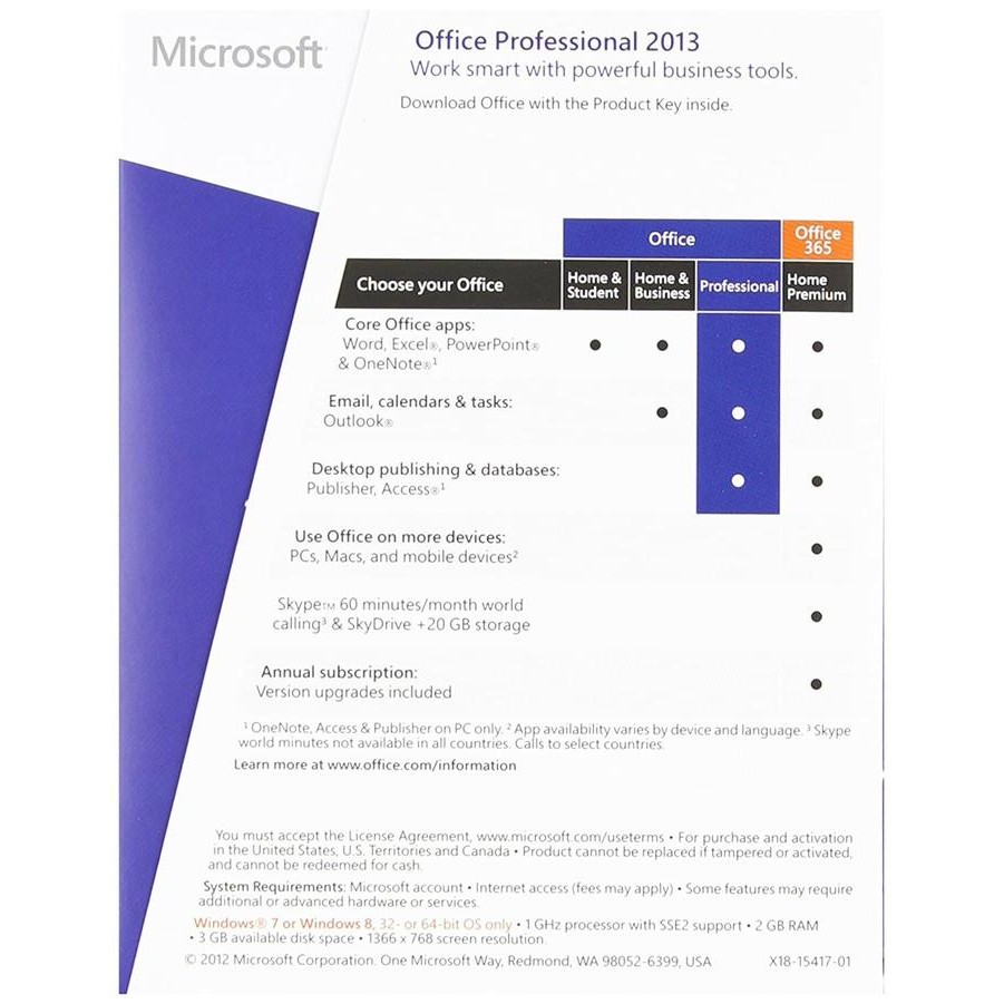 Microsoft Office Professional 2013 Original 1 Pc Off-Pro-2013