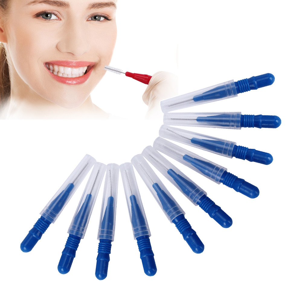 AZDENT 30 pcs/pack Push-Pull Interdental Brush Gum Interdental Brush Orthodontic Wire Brush Toothbru