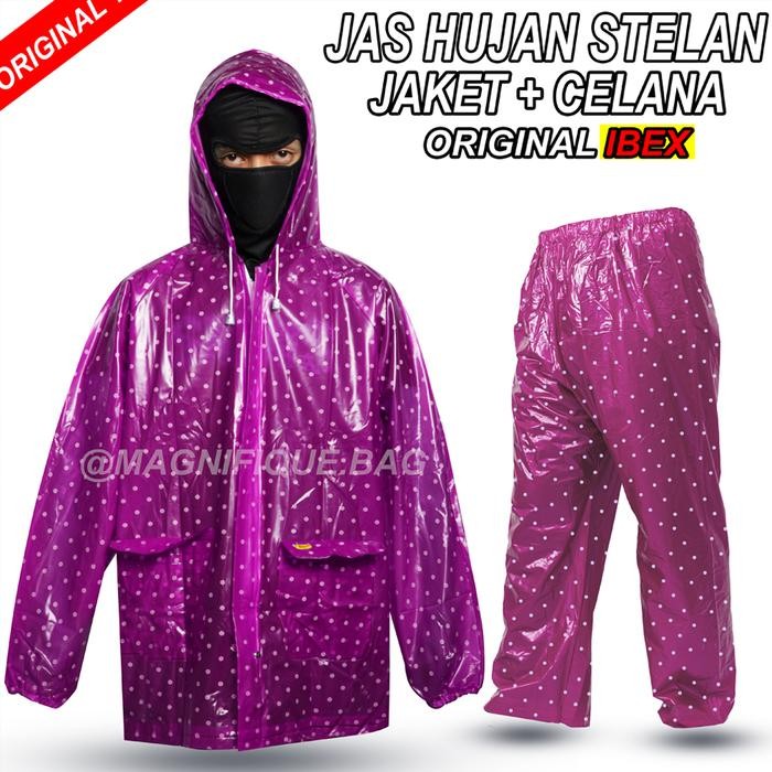 Jas Hujan Dewasa Mantel Hujan Wanita Polkadot Jas Ujan Jaket Celana