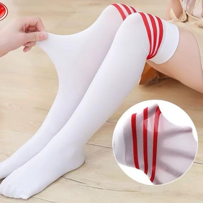 SEXY MyladyStocking panjang atas lutut lembut outfit merah kaos kaki red stoking sports Pilates