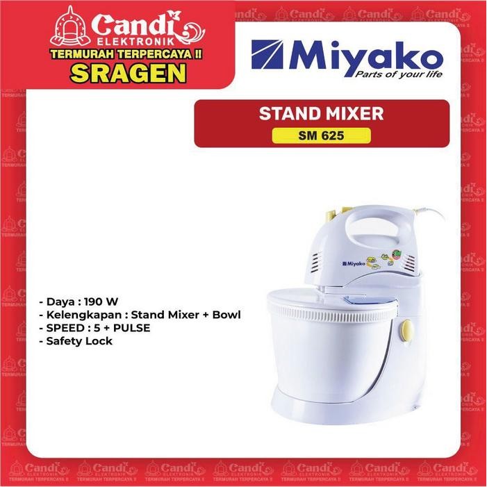 MIYAKO STAND MIXER PENGADUK ADONAN KUE - SM 625 - Candi Elektronik Sragen