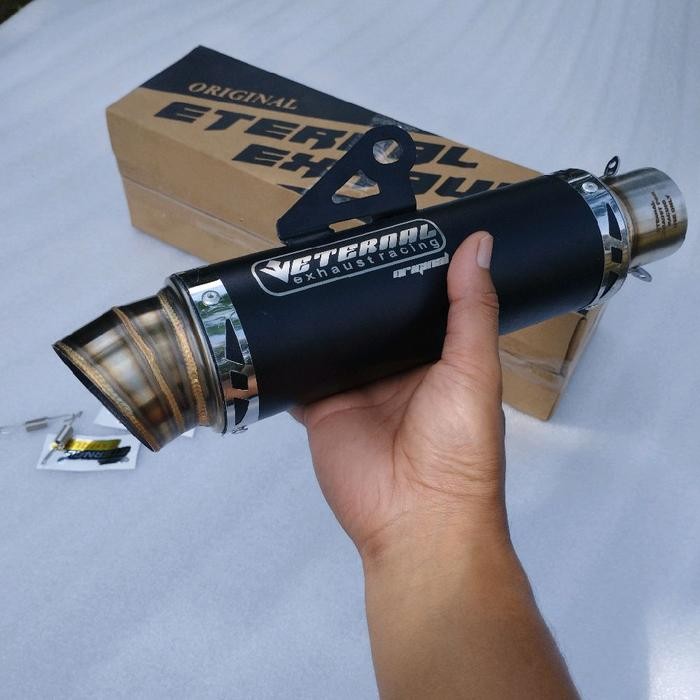 SILINCER KNALPOT RACING ETERNAL BLACK COATING EXHAUST ORIGINAL INLET 50mm