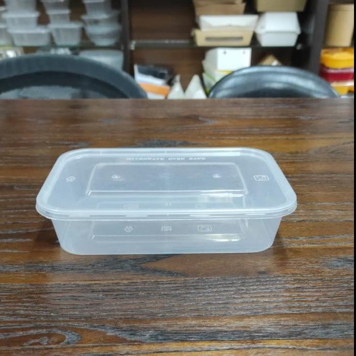 DJJ Thinwall Rectangular / Kotak Makan Plastik 500 ml DM