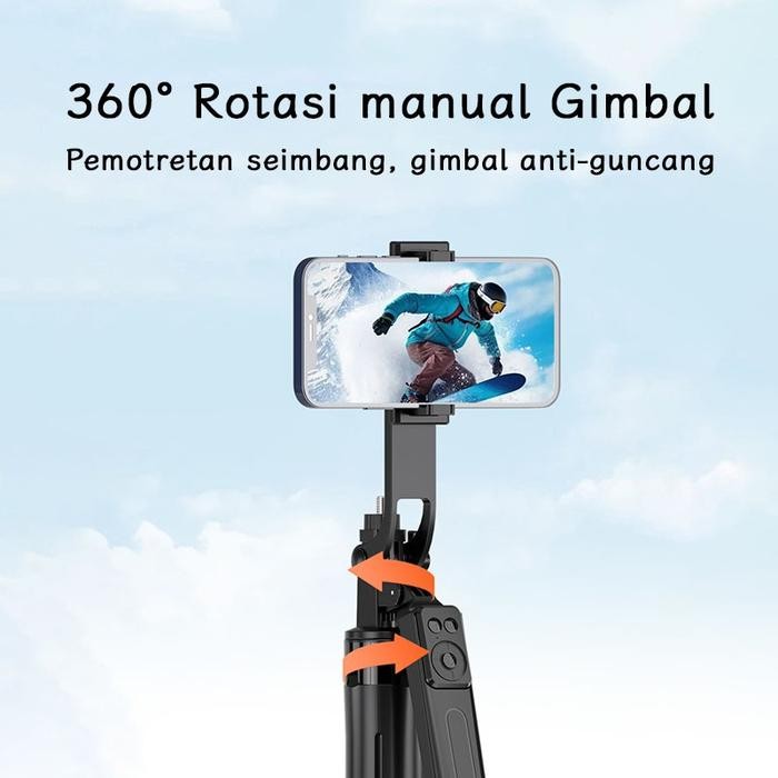 TOOREA A17 Tongsis 4 Kaki Tripod Remote Control Bluetooth 180cm Selfie Stick HP Handphone Holder