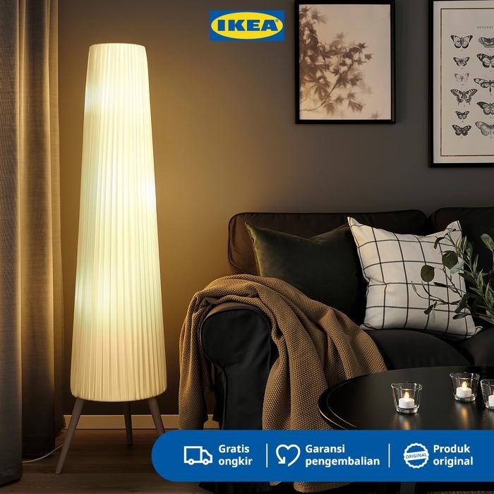 Sale IKEA OKENSAND Lampu Lantai Kayu Beech / Putih 154cm Bohlam Terlaris