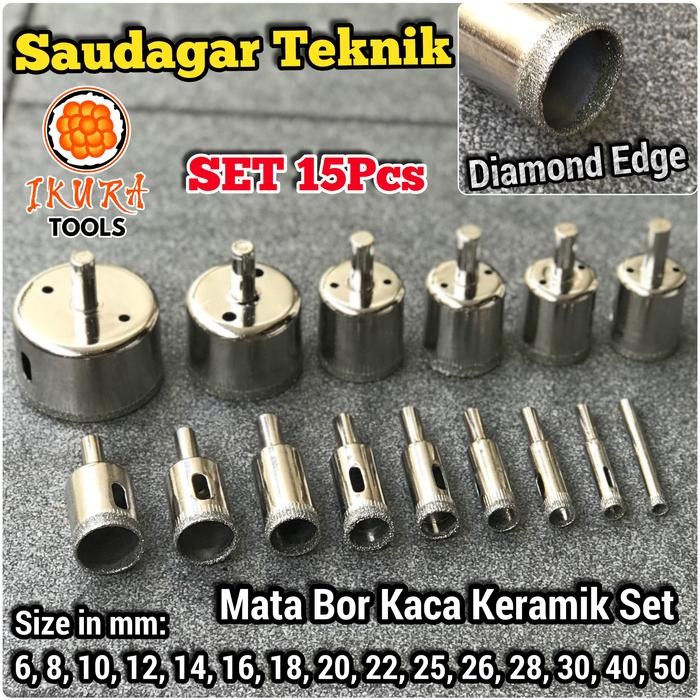 Mata Bor Hole Saw Pelubang Kaca Keramik Set Diamond Hole Cutter Set Ikura