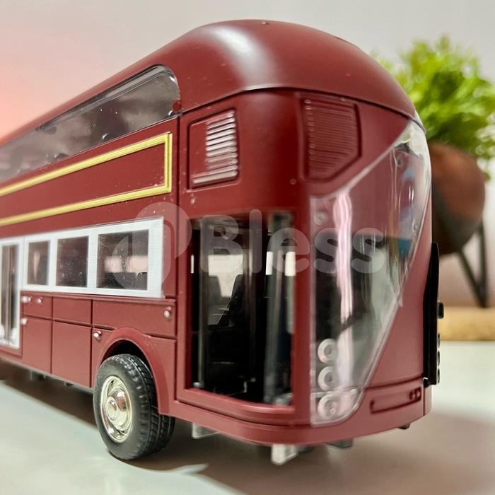 STOK TERBATAS  (TERDAPAT LAMPU & SUARA) MINIATUR DIECAST BUS DOUBLE DECKER VINTAGE CLASSIC /